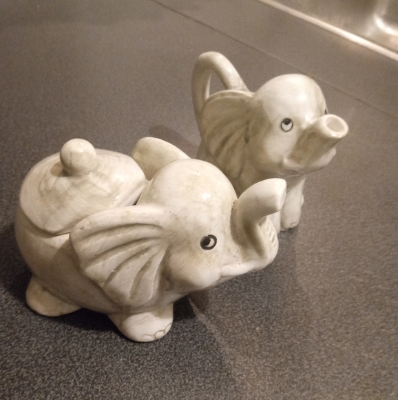 Elephant sugar bowl and creamer - Picture 5 of 8